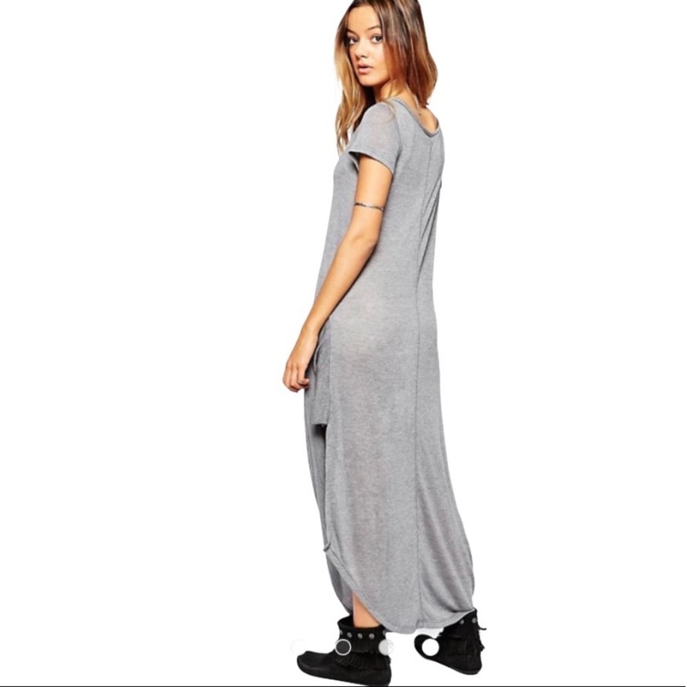 💥SOLD💥 Free People Drape Side Slit Harvest Moon Maxi Dress Grey Small - Picture 3 of 10